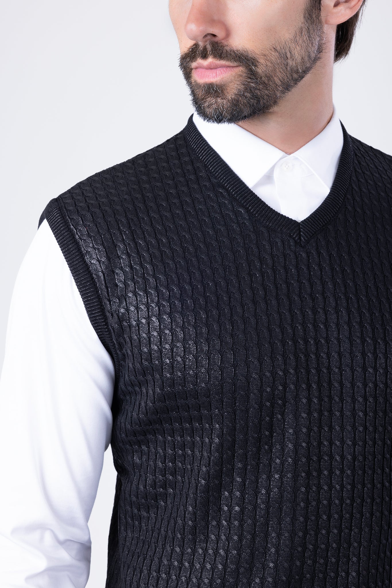 Barabas Wholesale Men's Shiny Sleeveless Knitted Sweater Vest WV201  Black