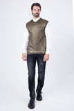 Barabas Wholesale Men's Shiny Sleeveless Knitted Sweater Vest WV201 Gold