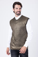 Barabas Wholesale Men's Shiny Sleeveless Knitted Sweater Vest WV201 Gold