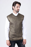 Barabas Men's Shiny Sleeveless Fisherman Knitted Sweater Vest WV201 Gold