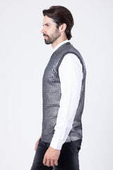 Barabas Wholesale Men's Shiny Sleeveless Knitted Sweater Vest WV201 Silver