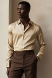 Barabas Wholesale Mens Luxury Shiny Long Sleeve Button Down Metallic Shirts B312 Gold