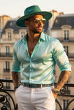 Barabas Wholesale Mens Luxury Shiny Long Sleeve Button Down Metallic Shirts B312 Mint