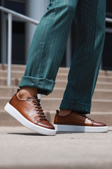 Barabas Wholesale Men's Premium Leather Casual Low Top Sneaker 5SH15 Brown
