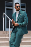 Barabas Wholesale Men's Pinstripe Pattern Double-Breasted Peak Lapel Suit 5SU39 Green