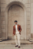 Barabas Wholesale Men's Velvet Matte Solid Peak Lapel Blazer 4BL56 Brown
