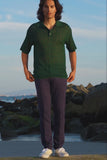 Barabas Men's Geometric Premium Stretch See Through Polo Shirts 5P12 Green Brown