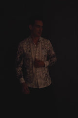 Barabas Wholesale Men's Western Pancho Villa Pattern Long Sleeve Shirts 6SPR09 Black White