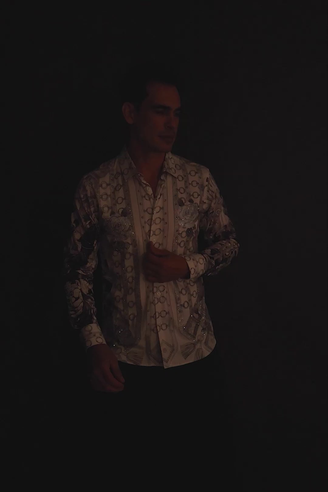 Barabas Wholesale Men's Western Pancho Villa Pattern Long Sleeve Shirts 6SPR09 Black White