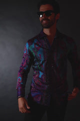 Barabas Wholesale Men's Rhinestone Floral Paisley Long Sleeve Shirts 3SPR433 Rust