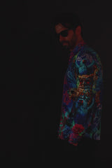 Barabas Wholesale Men's Rhinestone Rose Owl Eagle Long Sleeve Shirts 4SPR06 Red