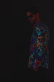 Barabas Wholesale Men's Rhinestone Rose Owl Eagle Long Sleeve Shirts 4SPR06 Red
