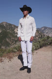 Barabas Wholesale Men's Rhinestones Collar Stretch Long Sleeve Shirts 5BR21 White Gold