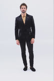 Barabas Wholesale Men's Jewels Rhinestone Studs Peak Lapel Velvet Blazer 2BLR2 Black Silver