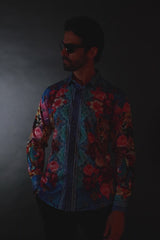 Barabas Wholesale Men's Rhinestone Panther Cheetah Long Sleeve Shirts 4SPR09 Gold