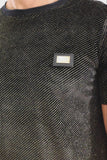 Barabas Men's Glittery Sparkle Crew-neck T-shirt ST702 Black Gold