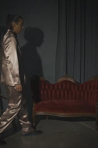 Barabas Wholesale Men's Shiny Metallic Striped Pattern Notch Wide Lapel Suit 6SU04 Coffee