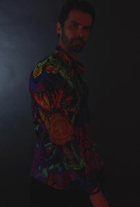 Barabas Wholesale Men's Rhinestone Medusa Floral Baroque Butterfly Shirt 2SPR223 Sorbet