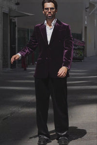 Barabas Wholesale Men's Velvet Shiny Design Notch Lapel Blazer 5BL18 Black