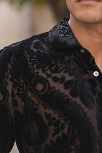 Barabas Wholesale Men's See Through Floral Embroidered Baroque Shirt 6B02 Windsurfer