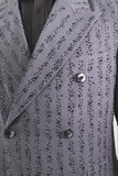 Barabas Wholesale Men's Rhinestone Pattern Long Coat Blazer 4LBL55 Grey