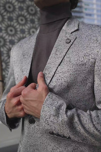 Barabas Wholesale Men's Floral Geometric Design Notch Lapel Blazer 5BL21 White