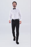Barabas Wholesale Men's Zigzag Rhinestone Tuxedo Long Sleeve Shirt 4TXR06 White