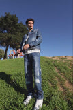 Barabas Wholesale Men's Rhinestone Denim Casual Washed Jeans 5JES01 Light Blue