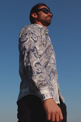 Barabas Wholesale Men's Paisley rhinestone Printed Button Down Dress Shirt SPR10 Black