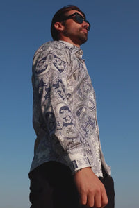 Barabas Wholesale Men's Paisley rhinestone Printed Button Down Dress Shirt SPR10 Black