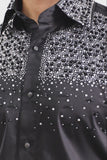 Barabas Wholesale Men's Rhinestones Pearls Button Down Long Sleeve Shirts 4BR413 Black Gold