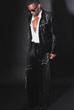 Barabas Wholesale Men's Rhinestone Striped Pearls Sequins Suit 5ESU01 Black