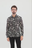 Barabas Wholesale Men's Polka Dots See Through Stretch Long Sleeve Shirt 4B92 Black