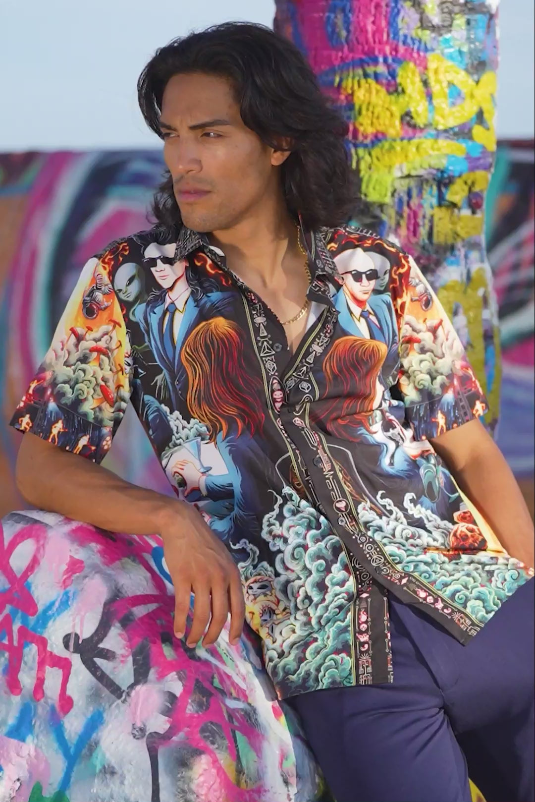 Barabas Wholesale Men's Comic Science Fiction Printed Short Sleeve Shirts 4sst36