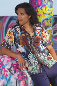 Barabas Wholesale Men's Comic Science Fiction Printed Short Sleeve Shirts 4sst36