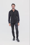 Barabas Wholesale Men's Geometric Stretch See-through Long Sleeve Shirts 4B60 White