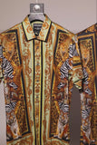 Men's Wholesale Tiger Floral  Rhinestone Short-Sleeve Shirt | BARABAS 6SSR12 