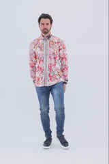Barabas Wholesale Men's Paisley Pattern Button Down Long Sleeve Shirts 4B53 Red