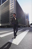 Barabas Wholesale Men's Rhinestones Beaded Design Peak Lapel Blazer 5EBL01 Navy Gold