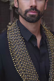 Barabas Wholesale Men's Rhinestone Studded Geometric Shawl Lapel Blazer 4EBL47 Black