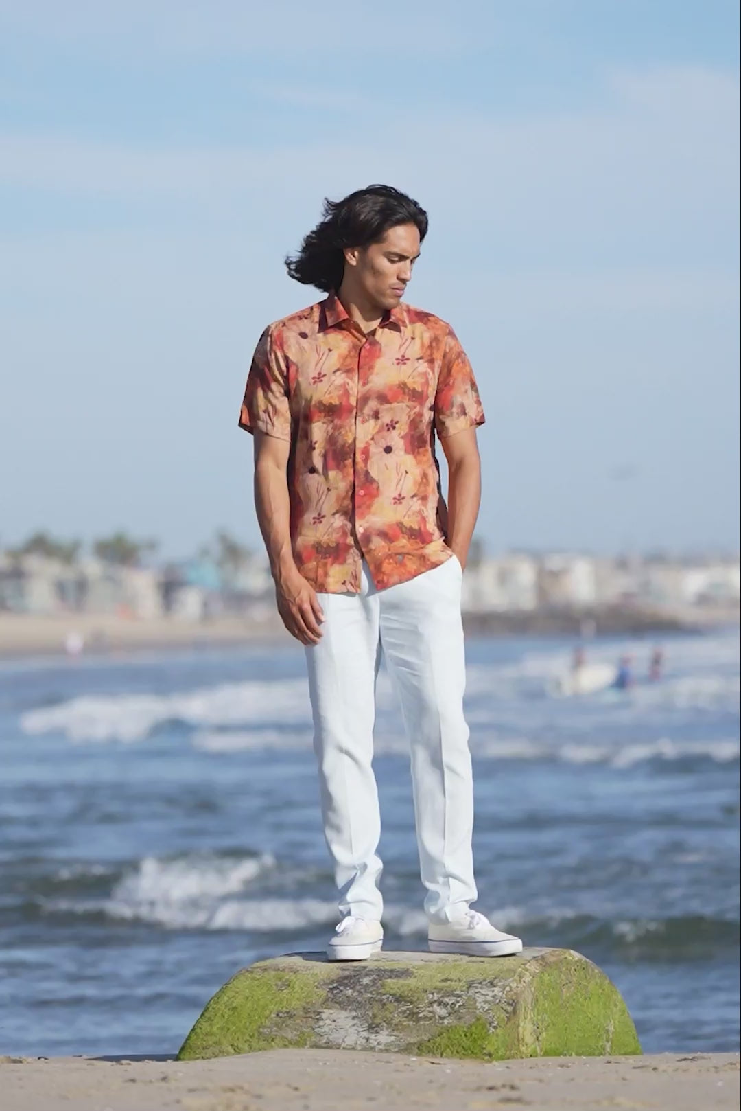 Barabas Wholesale Men's Colorful Floral Button Down Short Sleeve Shirts 4sst21 Rust