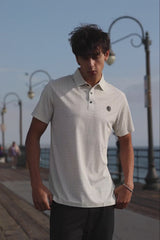 Barabas Wholesale Men's Geometric Premium Stretch Patterned Polo Shirts 5P22 Charcoal