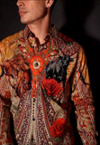 Barabas Wholesale Men's Western Floral Rose Pattern Long Sleeve Shirts 6SPR06 Iceland Poppy