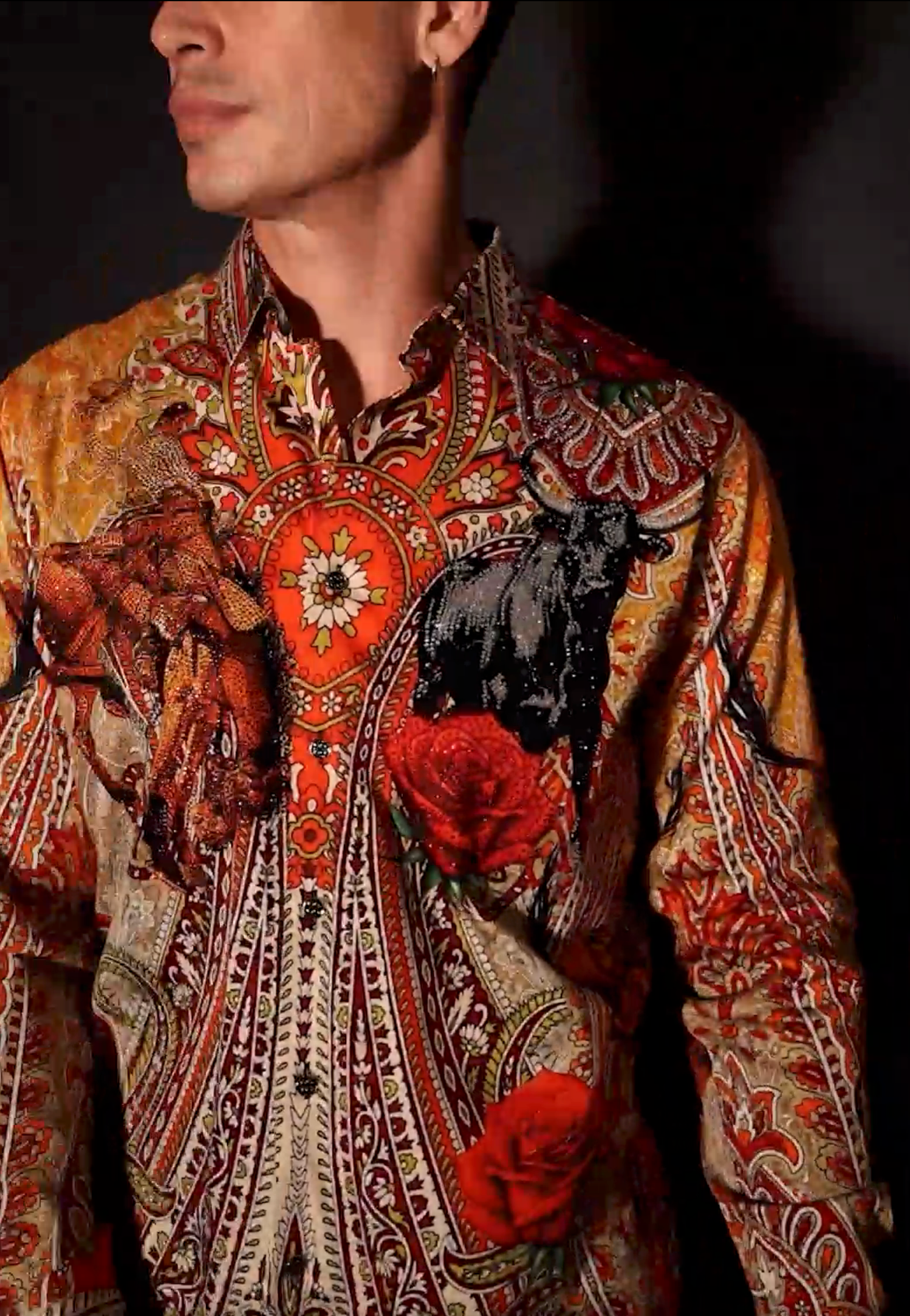 Barabas Wholesale Men's Western Floral Rose Pattern Long Sleeve Shirts 6SPR06 Iceland Poppy