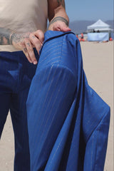 Barabas Wholesale Men's Pinstripe Pattern Double-Breasted Peak Lapel Suit 5SU39 Royal