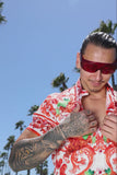 Men's Wholesale Vineyard Floral  Rhinestone Short-Sleeve Shirt | BARABAS 6SSR11 Red