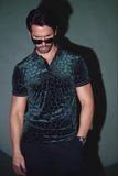 BARABAS Men's Leopard See Through Short Sleeve Polo Shirts 3PP838 Peach