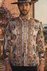 Barabas Wholesale Men's Lady of Guadalupe Rhinestones Long Sleeve Shirts 5SPR15 Multi