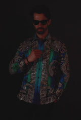 Barabas Wholesale Men's Floral Dragon Rhinestone Long Sleeve Shirts 3SPR405 
