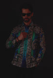 Barabas Wholesale Men's Floral Dragon Rhinestone Long Sleeve Shirts 3SPR405 